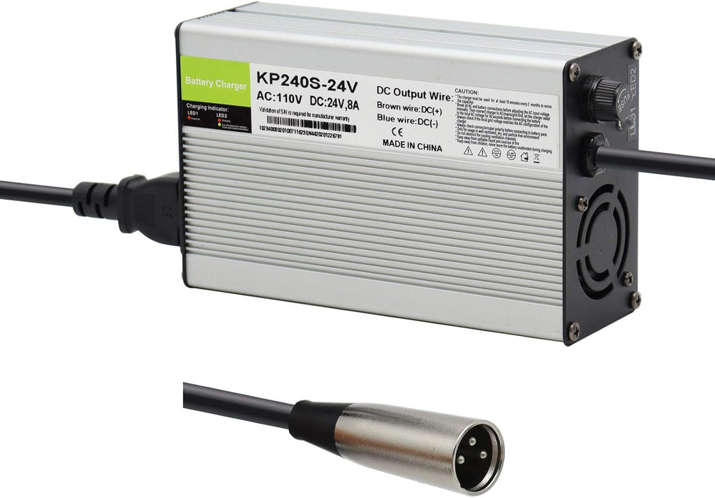 24V 8A Battery Charger with 3-Pin XLR Connector, Pack of 2 G894