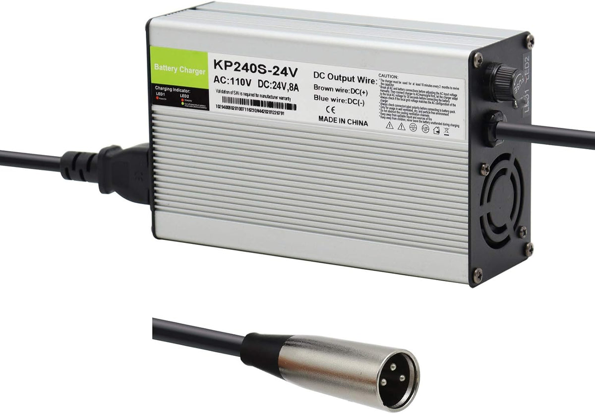 24V 8A Battery Charger with 3-Pin XLR Connector, Pack of 2 G894