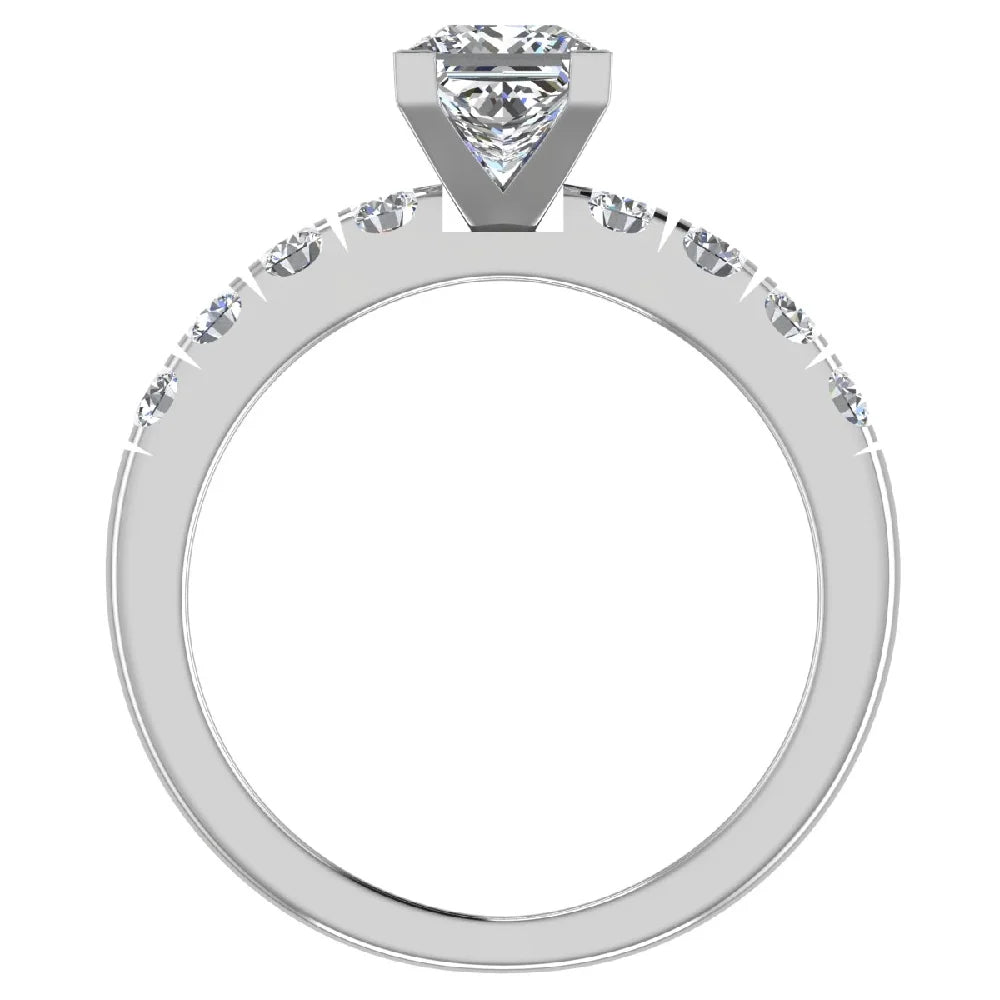 18K White Gold Princess Solitaire Diamond Ring 1.20 Carat J505