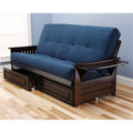 Navy Suede Mattress & Storage Drawers D685