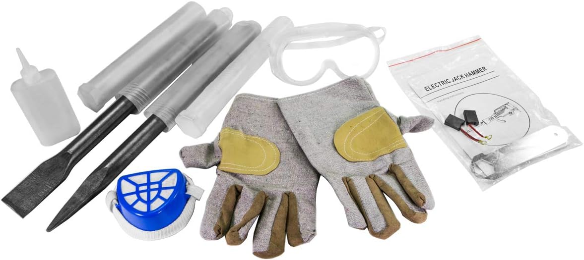 3600W Heavy Duty Electric Demolition Jack Hammer Concrete Breaker with Chisel & Point Chisel Bit Hand Gloves Case B449694