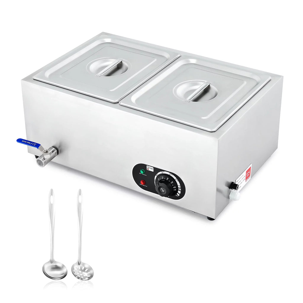 Commercial 2 Pan Bain Marie Food Warmer 1200W 20 Quart Electric Buffet Warmer P338533