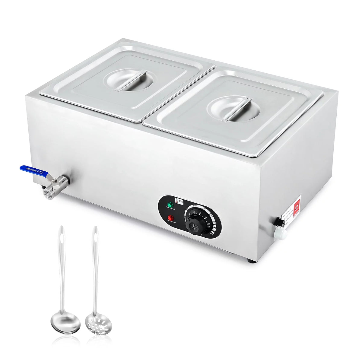 Commercial 2 Pan Bain Marie Food Warmer 1200W 20 Quart Electric Buffet Warmer P338533