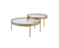 Clear Glass Gold 2pc Nesting Tables U1353