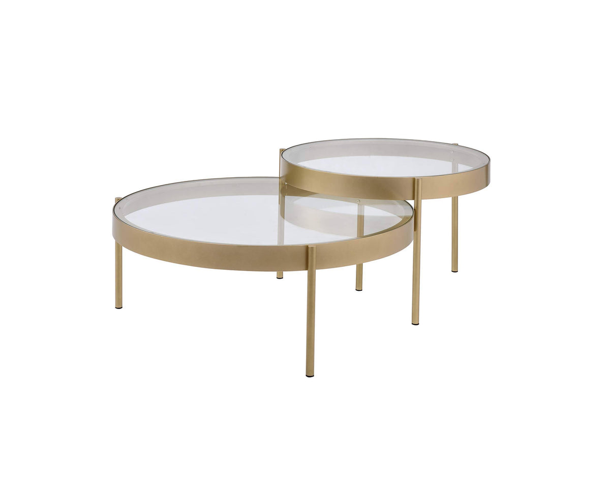 Clear Glass Gold 2pc Nesting Tables U1353