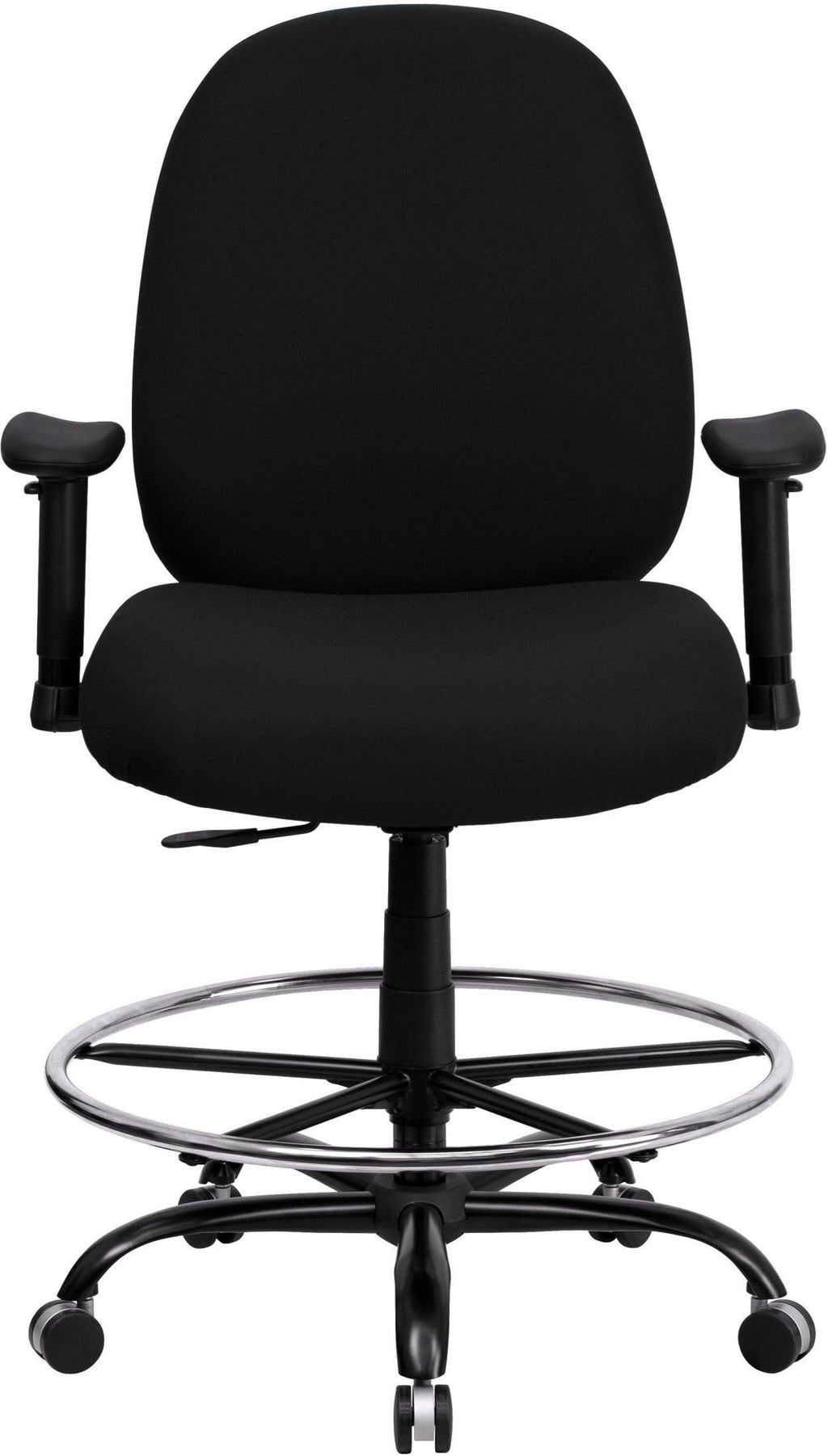 Black Fabric Drafting Chair With Arms Q776