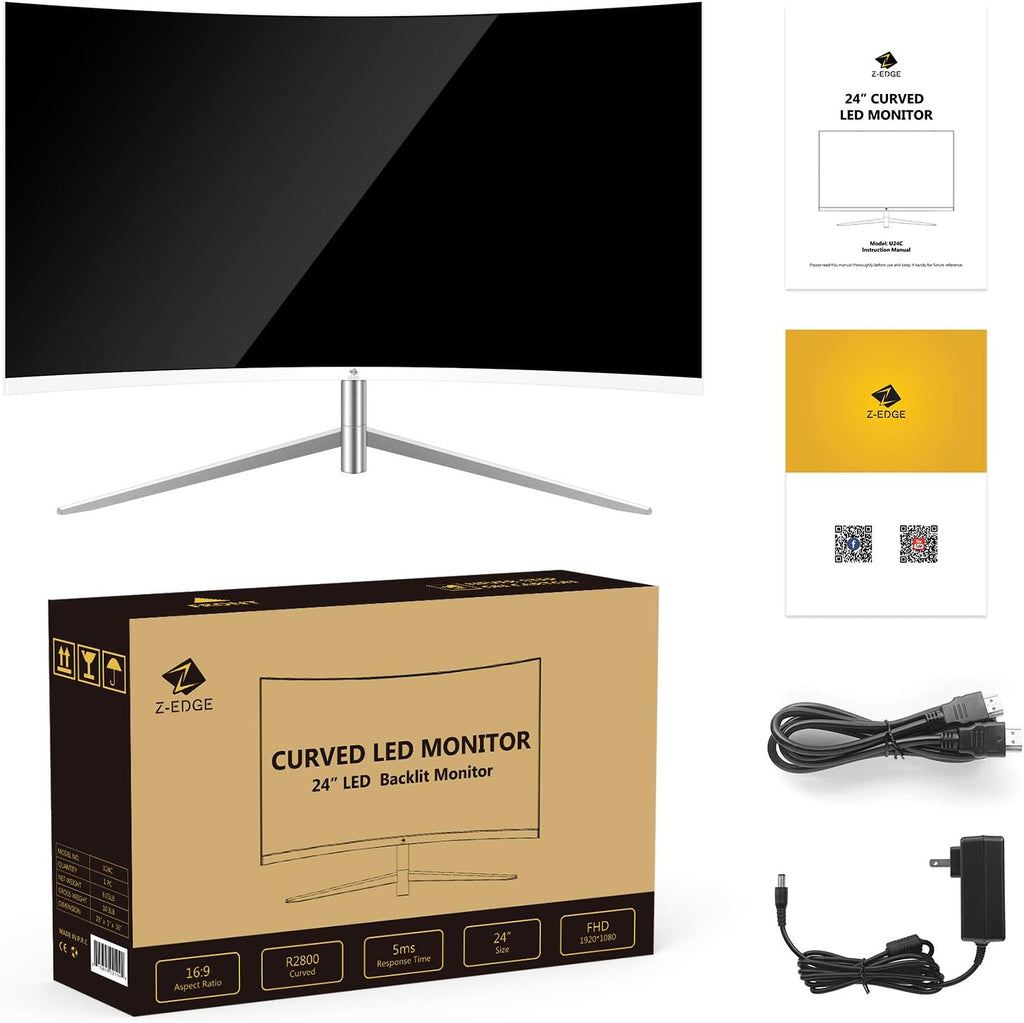 24-inch Curved Gaming Monitor Full HD 1080P LED Backlight 75Hz Refresh Rate Built-in Speakers VGA HDMI B5447