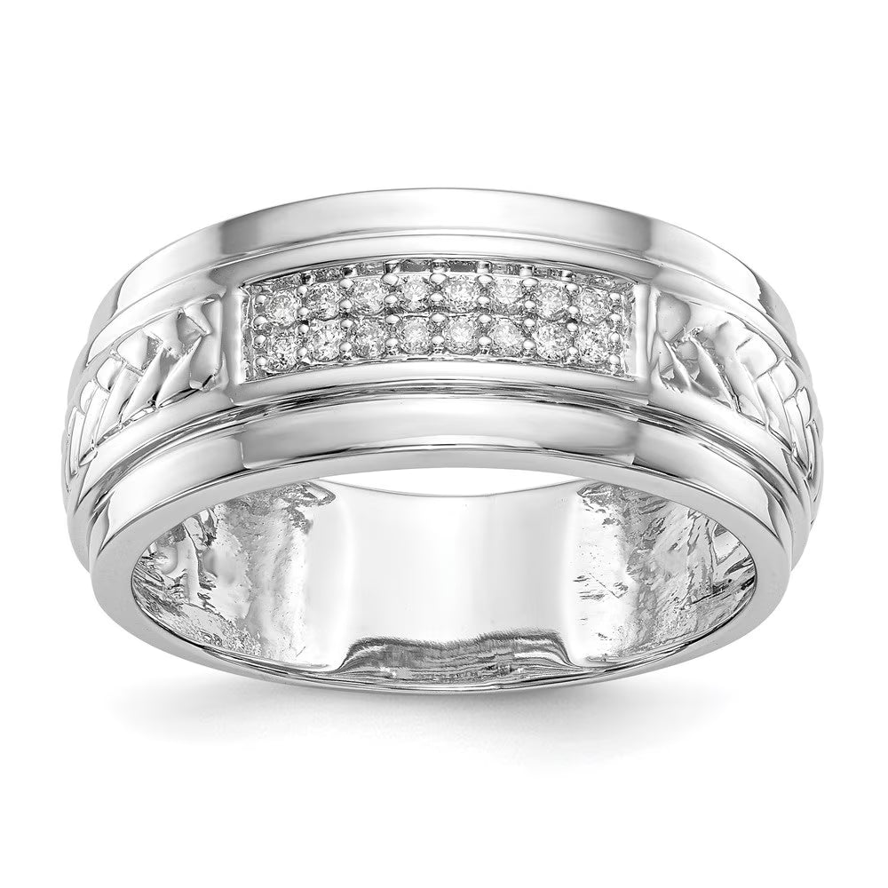 14K White Gold Diamond Trio Wedding Band Size 10 A965
