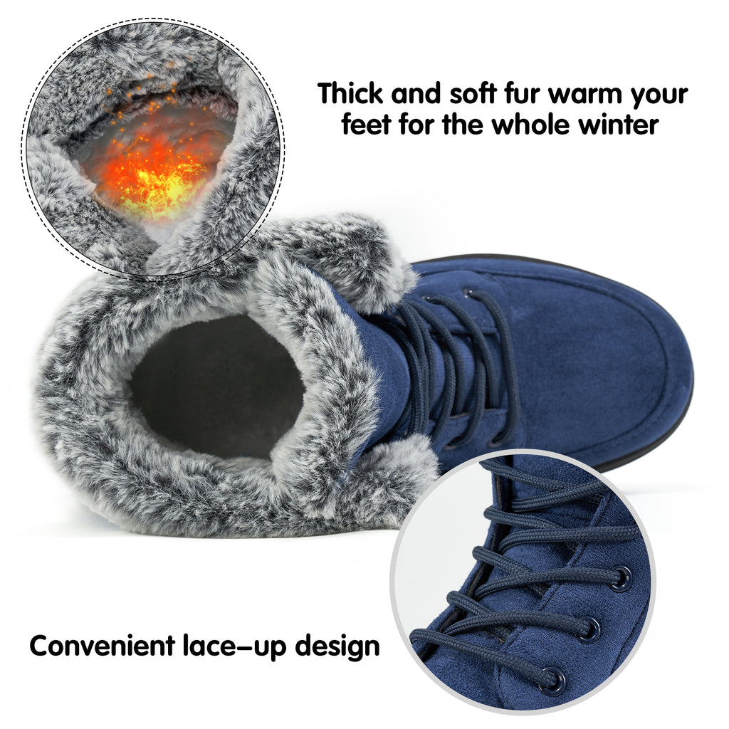 Winter Snow Boots Lace Up Flat Anti-Slip Ankle Boots C840