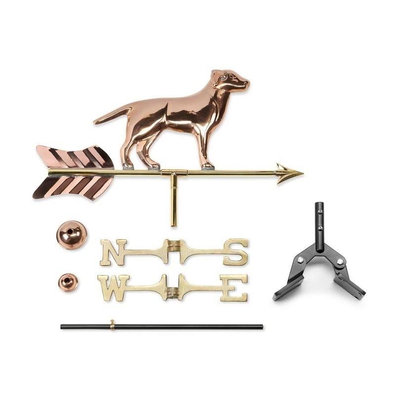 Polished Copper Labrador Retriever Weathervane Roof Mount I4583