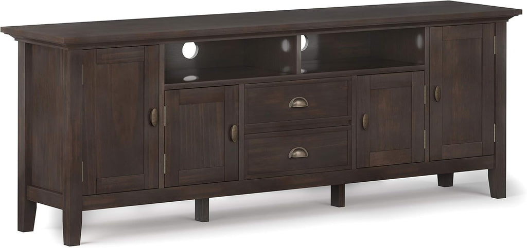 Black 72 inch Solid Wood TV Media Stand with Storage Shelves and Cabinets Y568040