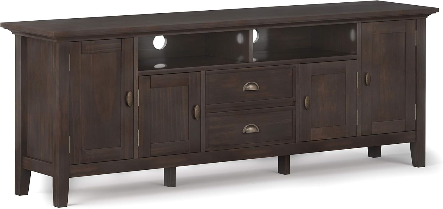 Black 72 inch Solid Wood TV Media Stand with Storage Shelves and Cabinets Y568040