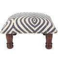 White/Navy Square Footstool U524