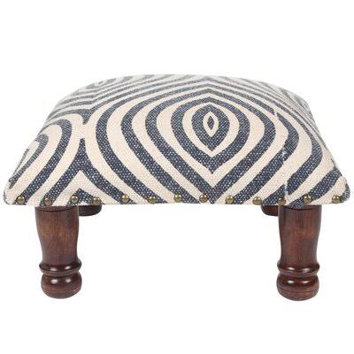White/Navy Square Footstool U524