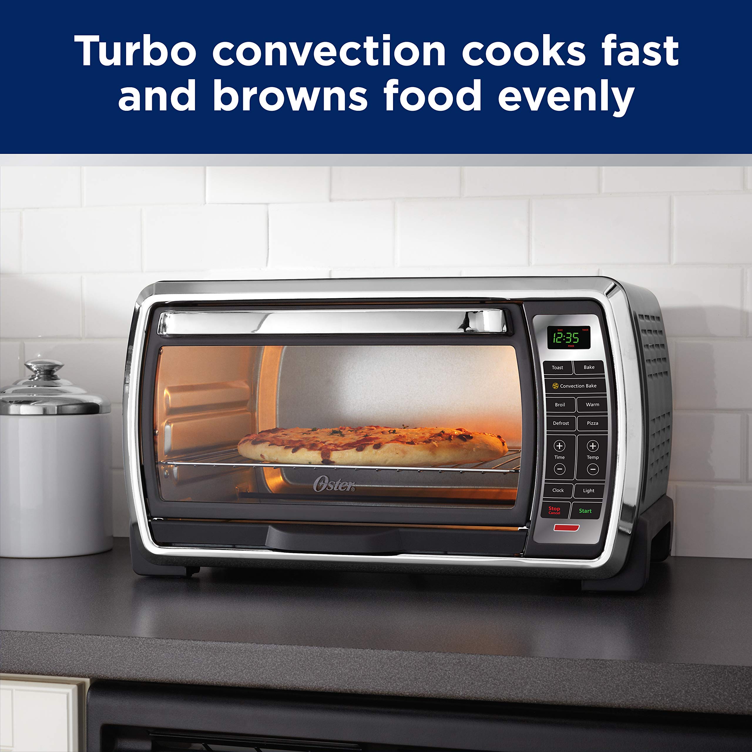 Digital Convection Toaster Oven, 6-Slice, Black/Polished Stainless C4852