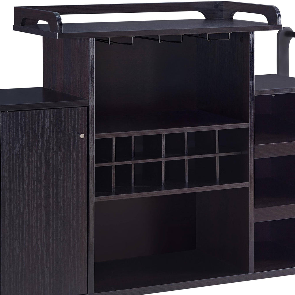 Brown Wooden Buffet Cart with Wine Rack and 1 Door Cabinet L693925