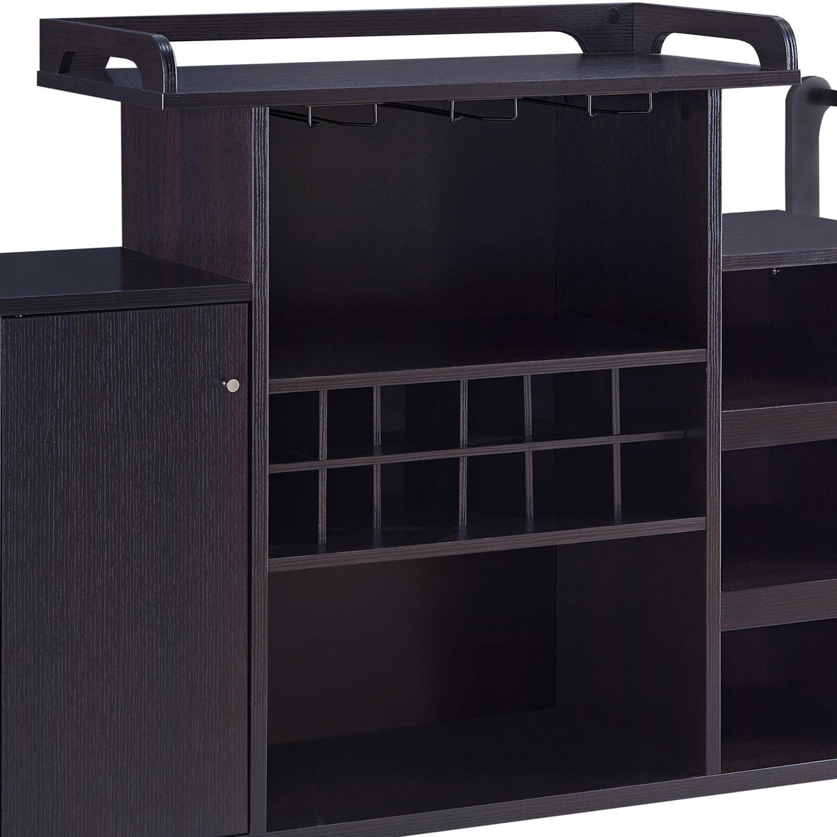 Brown Wooden Buffet Cart with Wine Rack and 1 Door Cabinet L693925