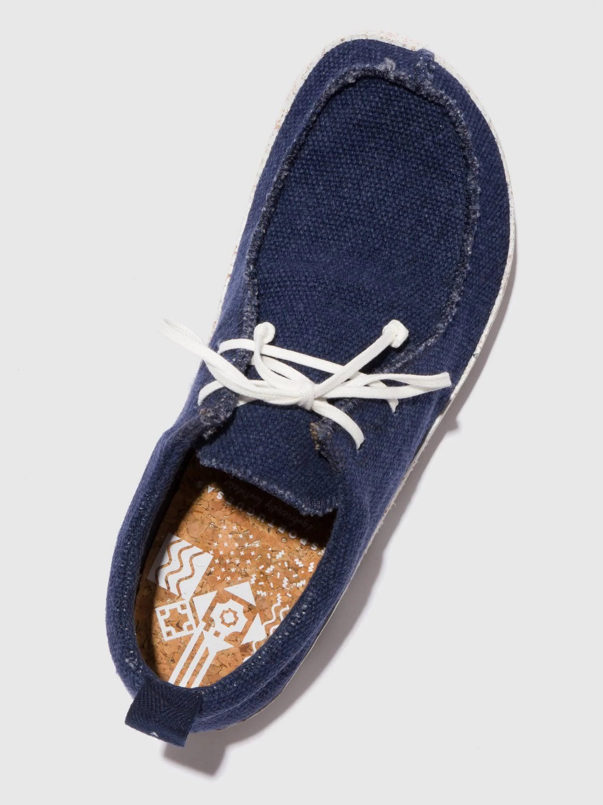 Navy Recycled Linen Lace-Up Trainers S4351