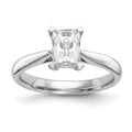 0.50ct CZ Solid 14k White Gold Emerald Solitaire Engagement Ring J15189