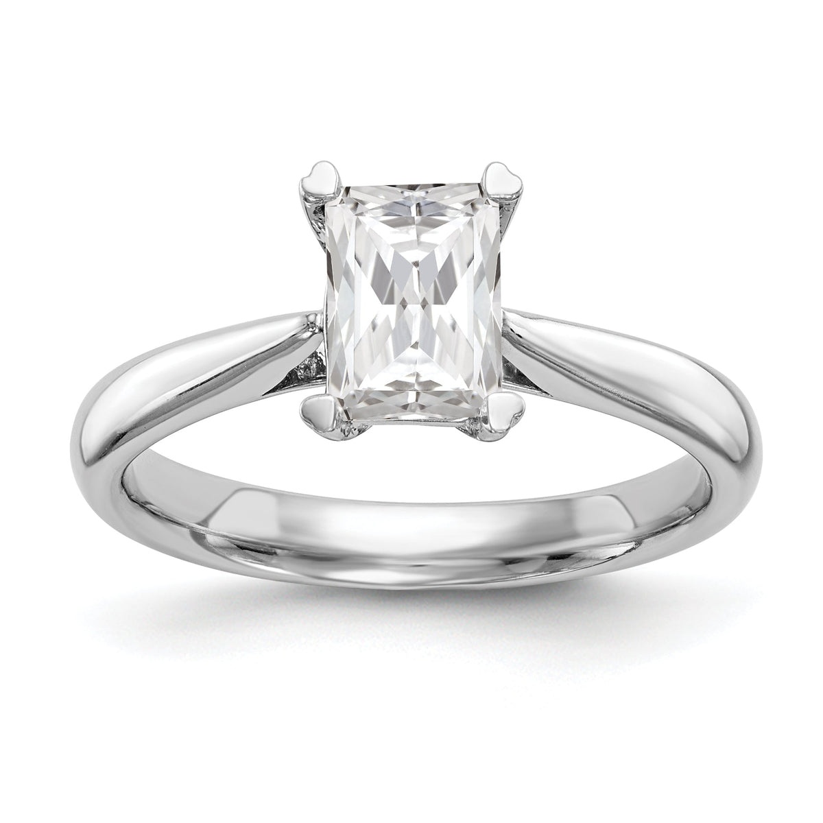 0.50ct CZ Solid 14k White Gold Emerald Solitaire Engagement Ring J15189