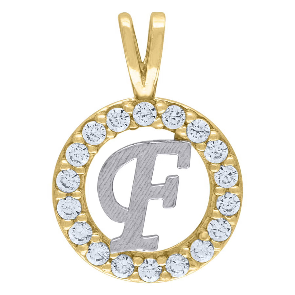10k Two Tone Gold CZ Pendant Necklace Z61461