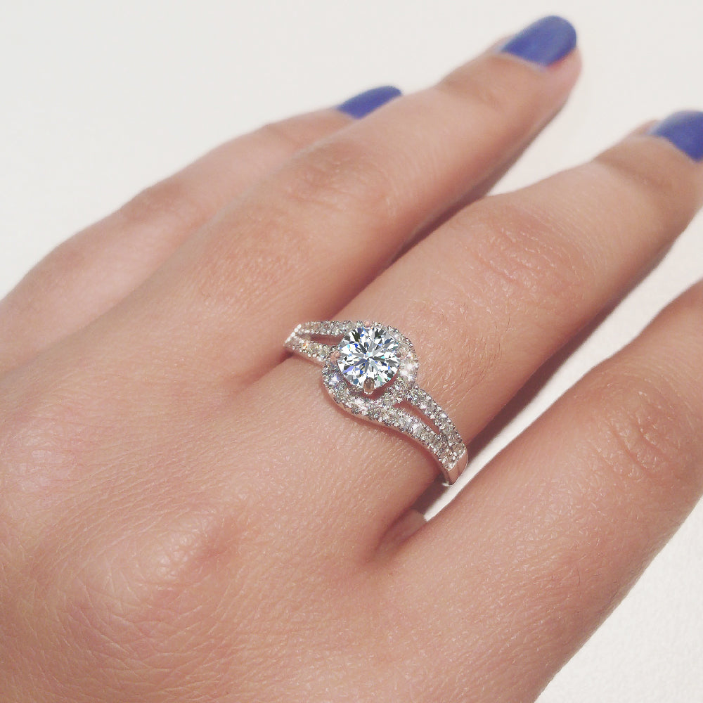 14K White Gold Diamond Engagement Ring 1.25 CT R684