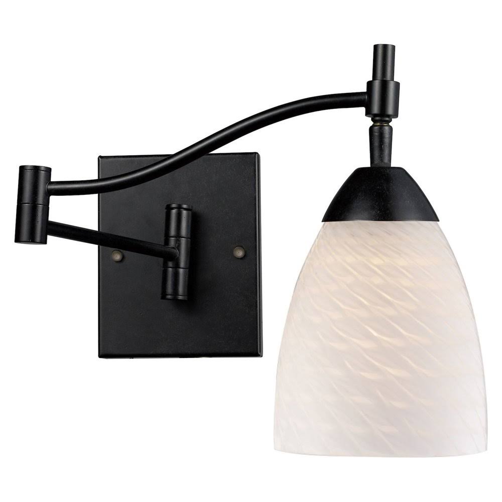 1 Light LED Swingarm Sconce in Dark Rust and White Swirl Glass N47347