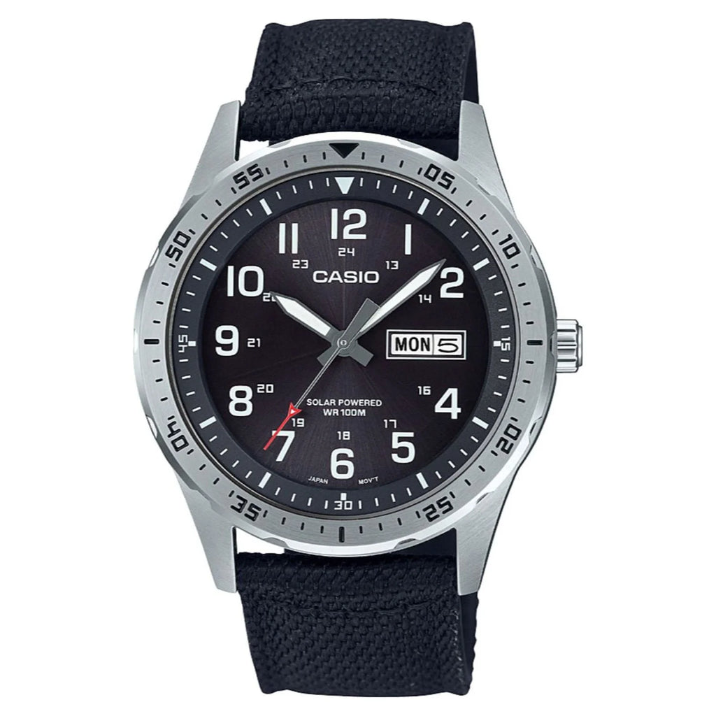 Black Solar Powered Analog Watch with Nylon Strap V520846