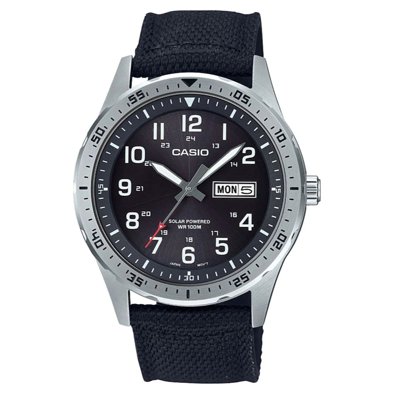 Black Solar Powered Analog Watch with Nylon Strap V520846