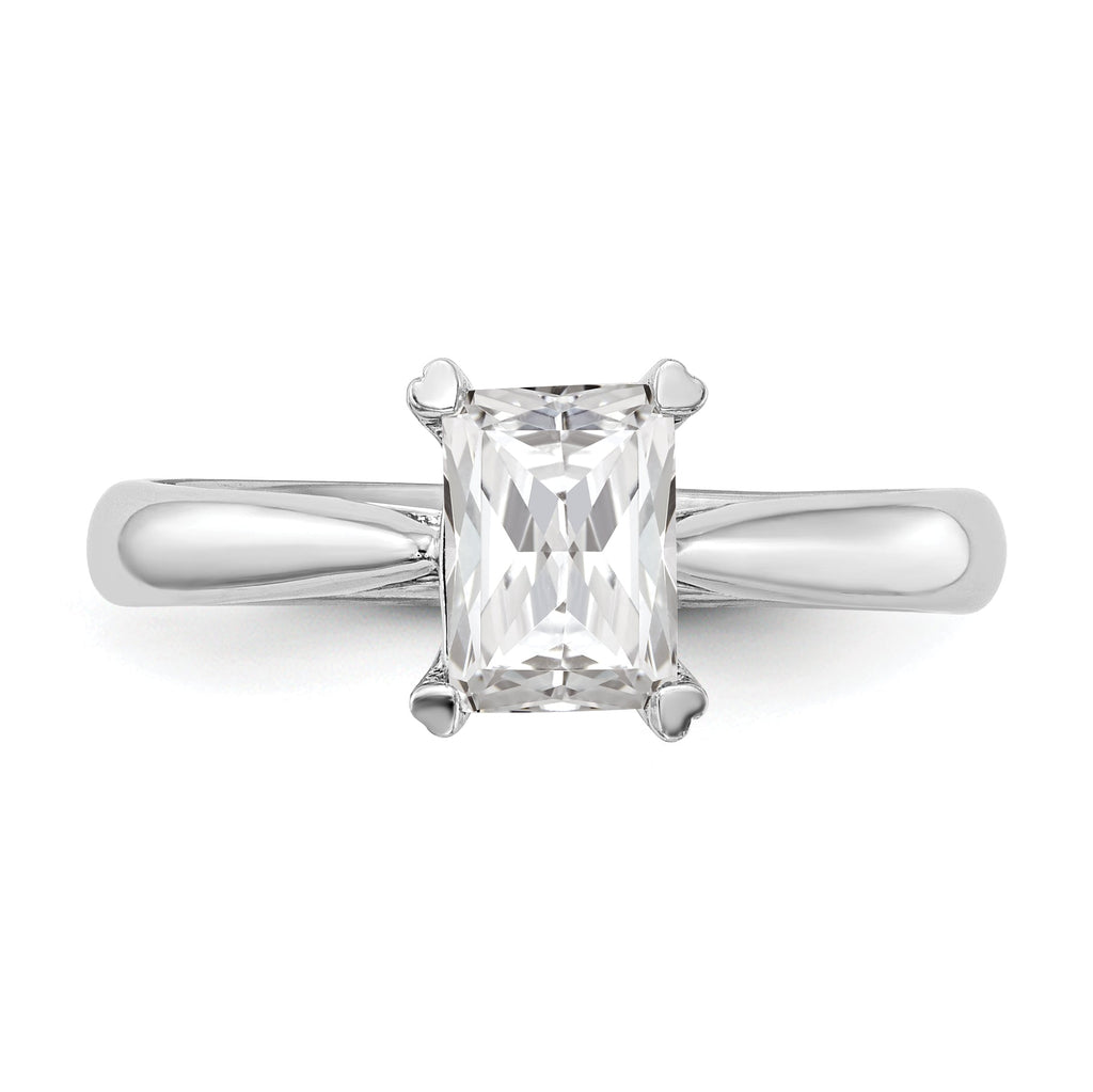 0.50ct CZ Solid 14k White Gold Emerald Solitaire Engagement Ring J15189
