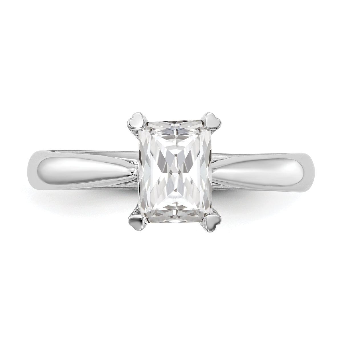 0.50ct CZ Solid 14k White Gold Emerald Solitaire Engagement Ring J15189