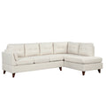 Beige Linen Fabric L-Shape Sectional Sofa with Chaise Lounge C832