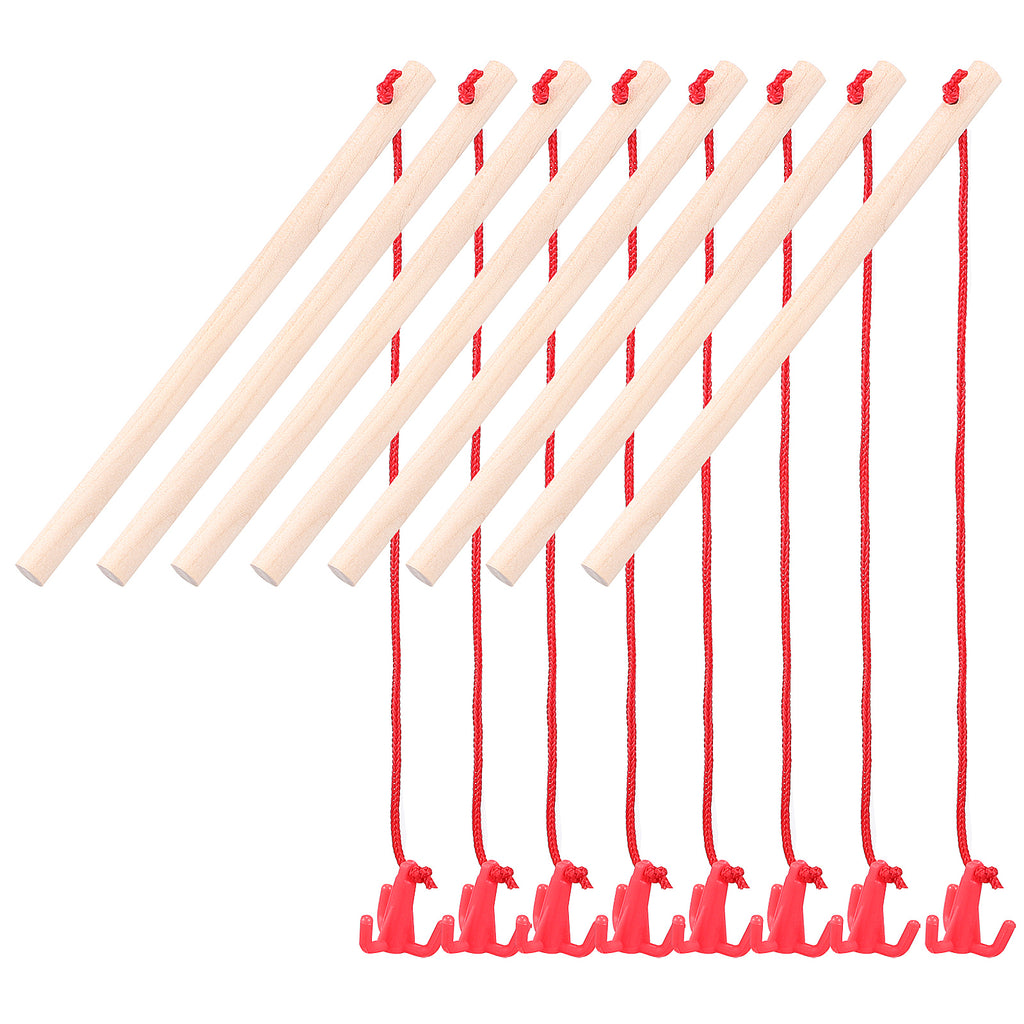 8 Pcs Magnetic Fishing Poles Wooden Fishing Rods Fishing Game Tools Early Educational Plaything K8967