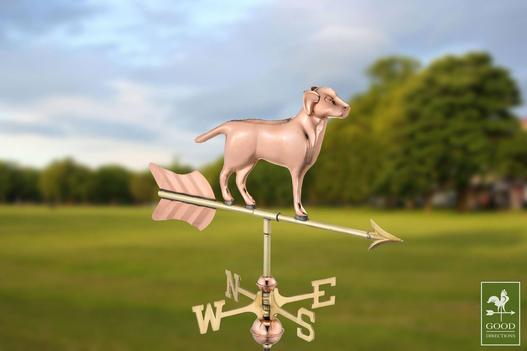 Polished Copper Labrador Retriever Weathervane Roof Mount I4583
