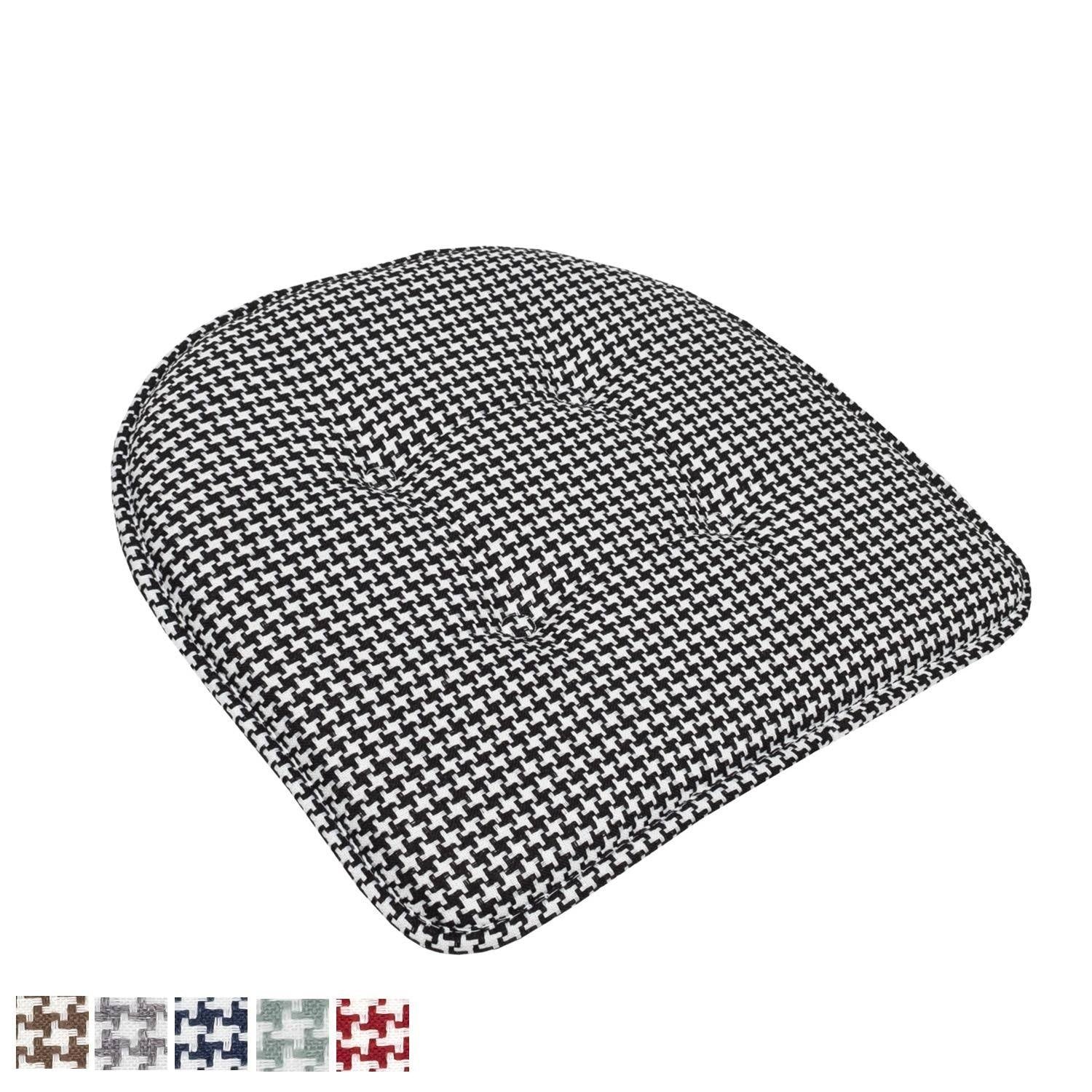 Red Houndstooth U-Shaped Memory Foam Chair Pad Set of 12 J8166