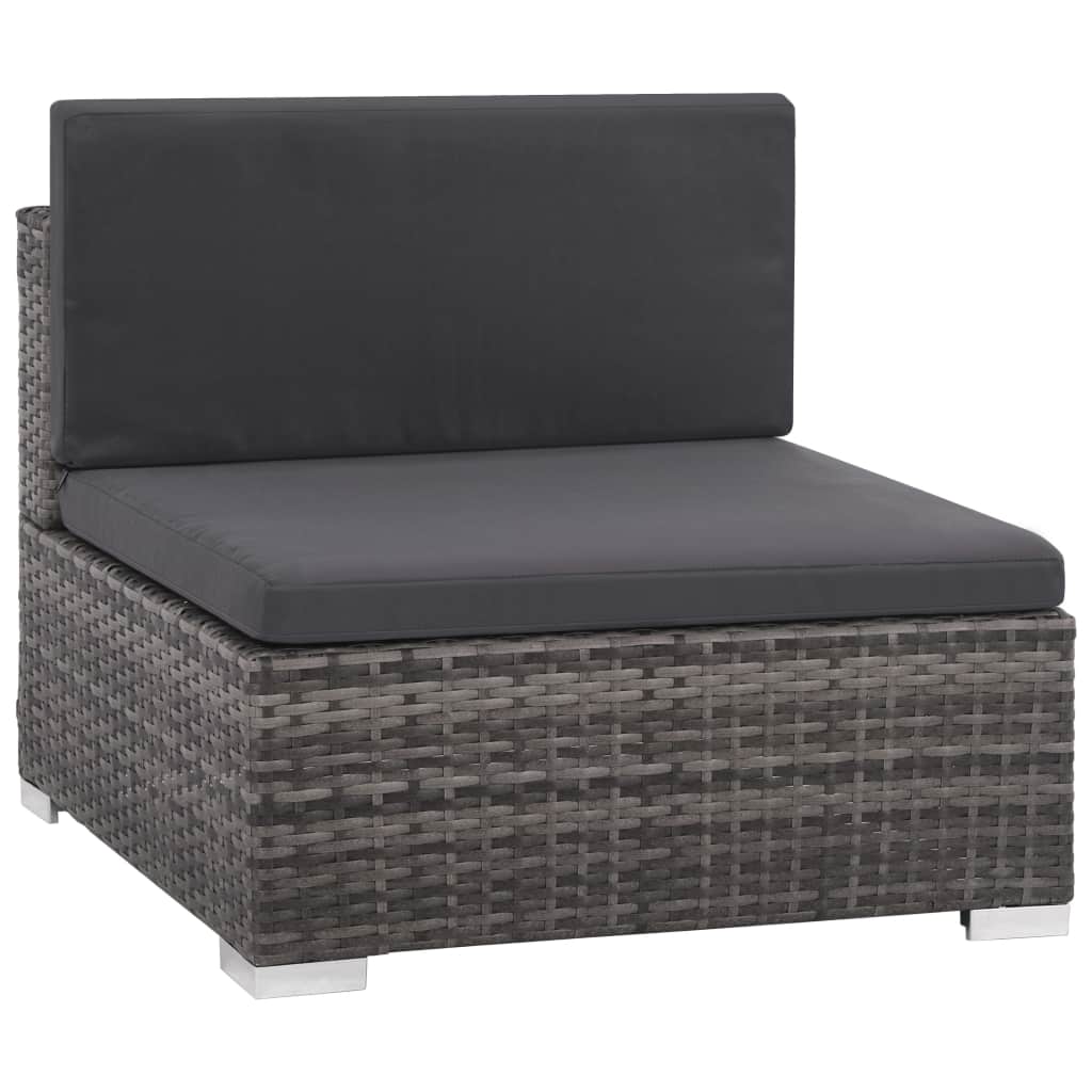 12 Piece Gray Poly Rattan Patio Sofa Conversation Set with Coffee Table and Ottoman D8042