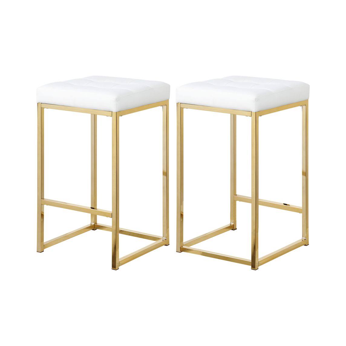 White Leather Tufted Counter Stool (Set of 2) R271544