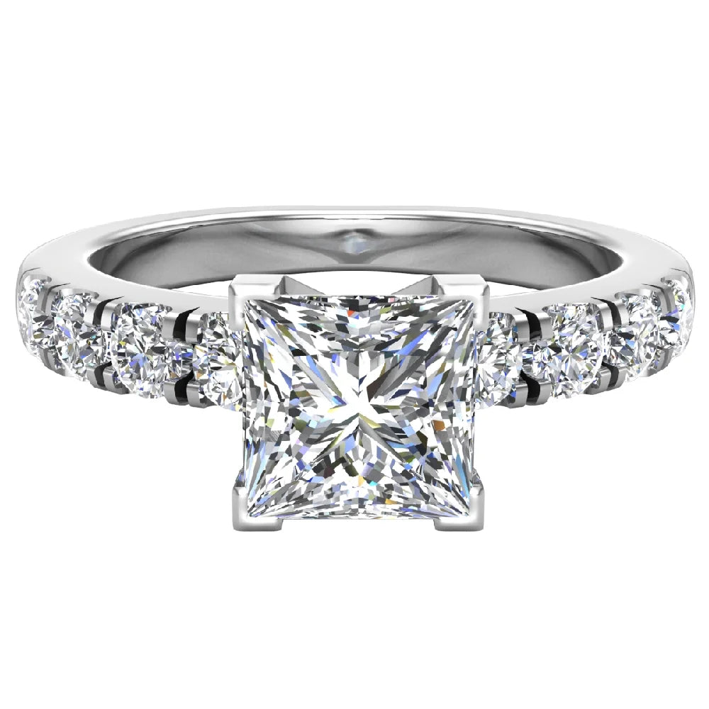 18K White Gold Princess Solitaire Diamond Ring 1.20 Carat J505