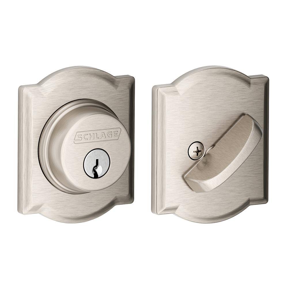 Satin Nickel Single Cylinder Deadbolt in Brown S1091