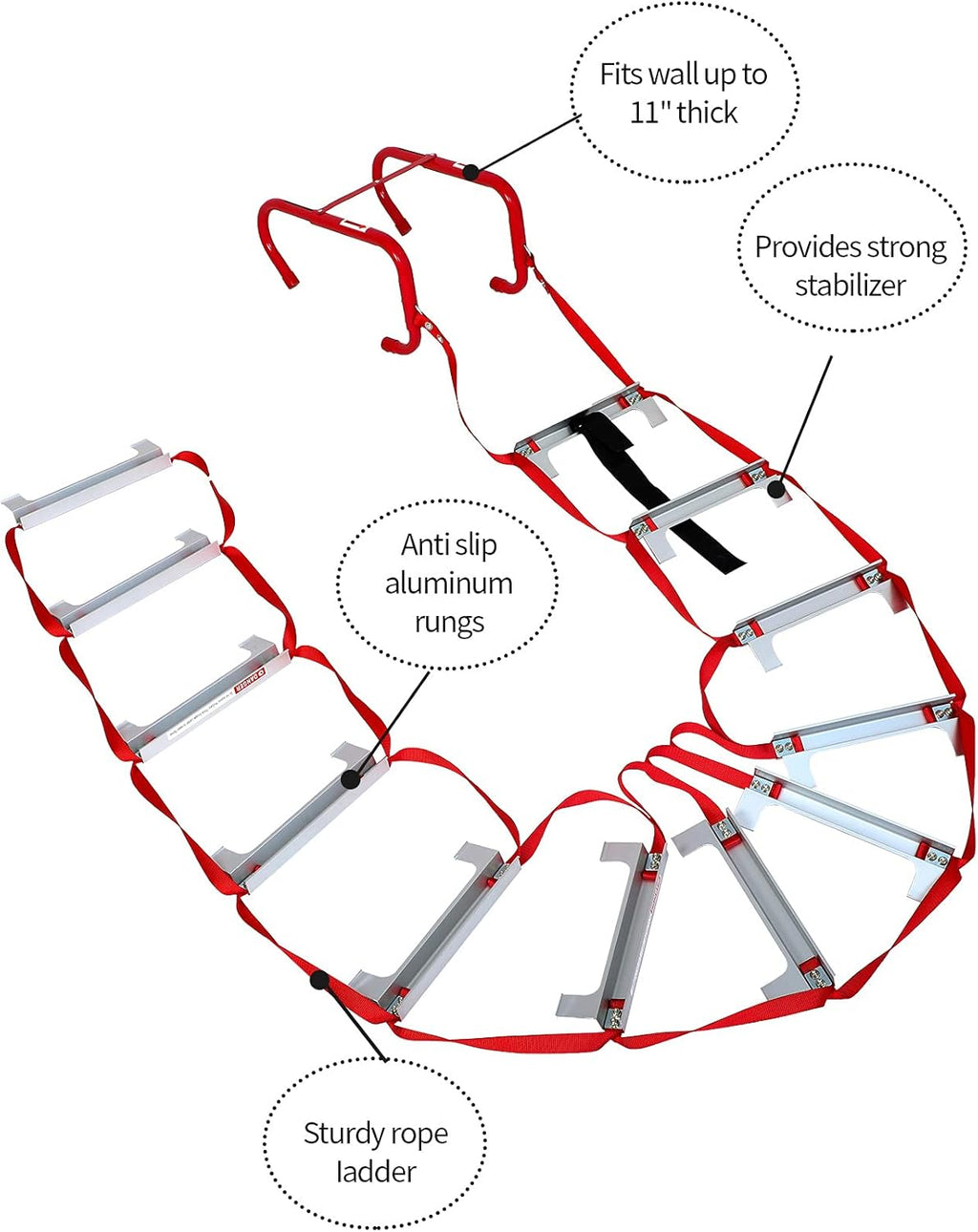 15 Foot Retractable Fire Escape Ladder with Aluminum Steps, Pack of 2 D57652