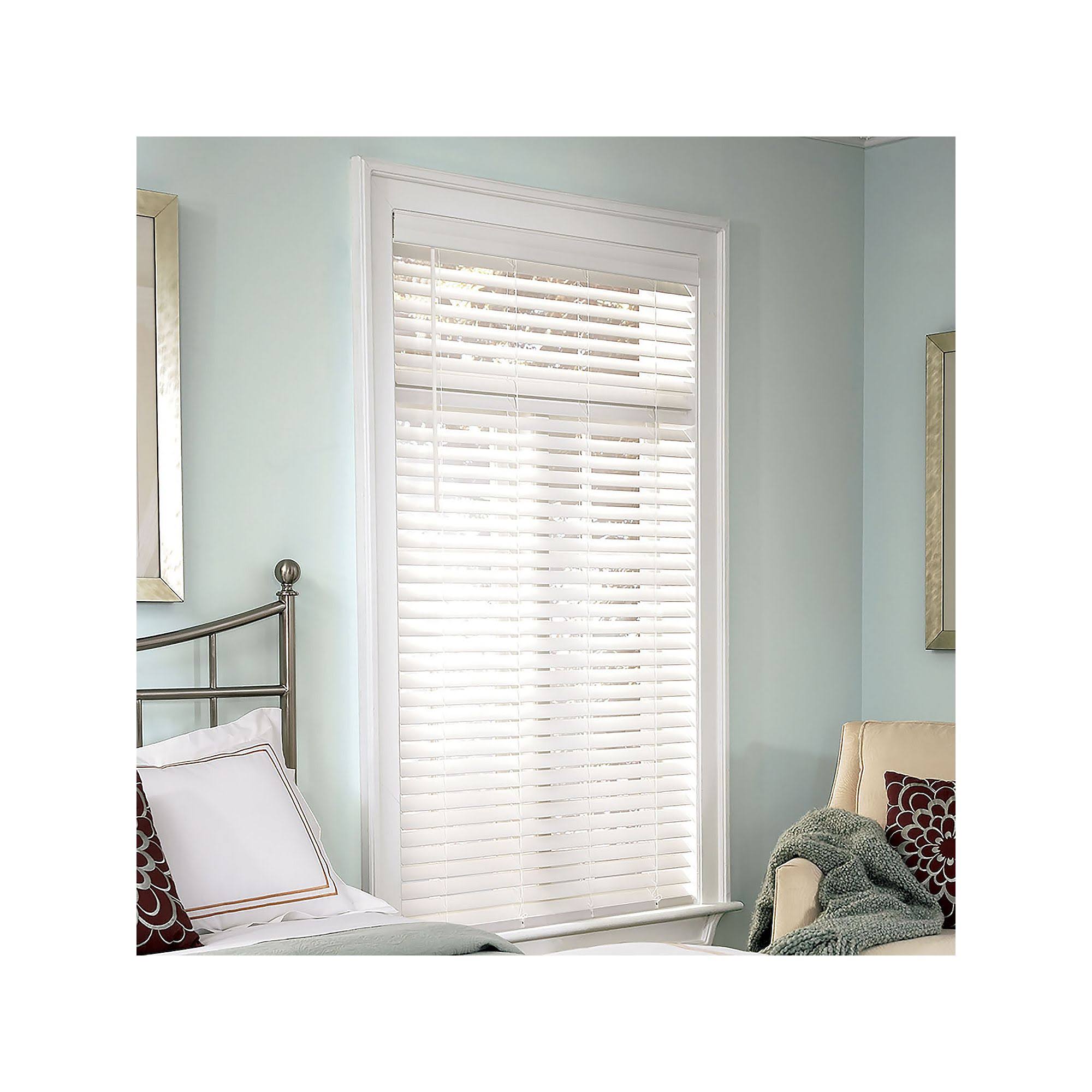 White 36.5X72 Cordless Faux Wood Blind V428709