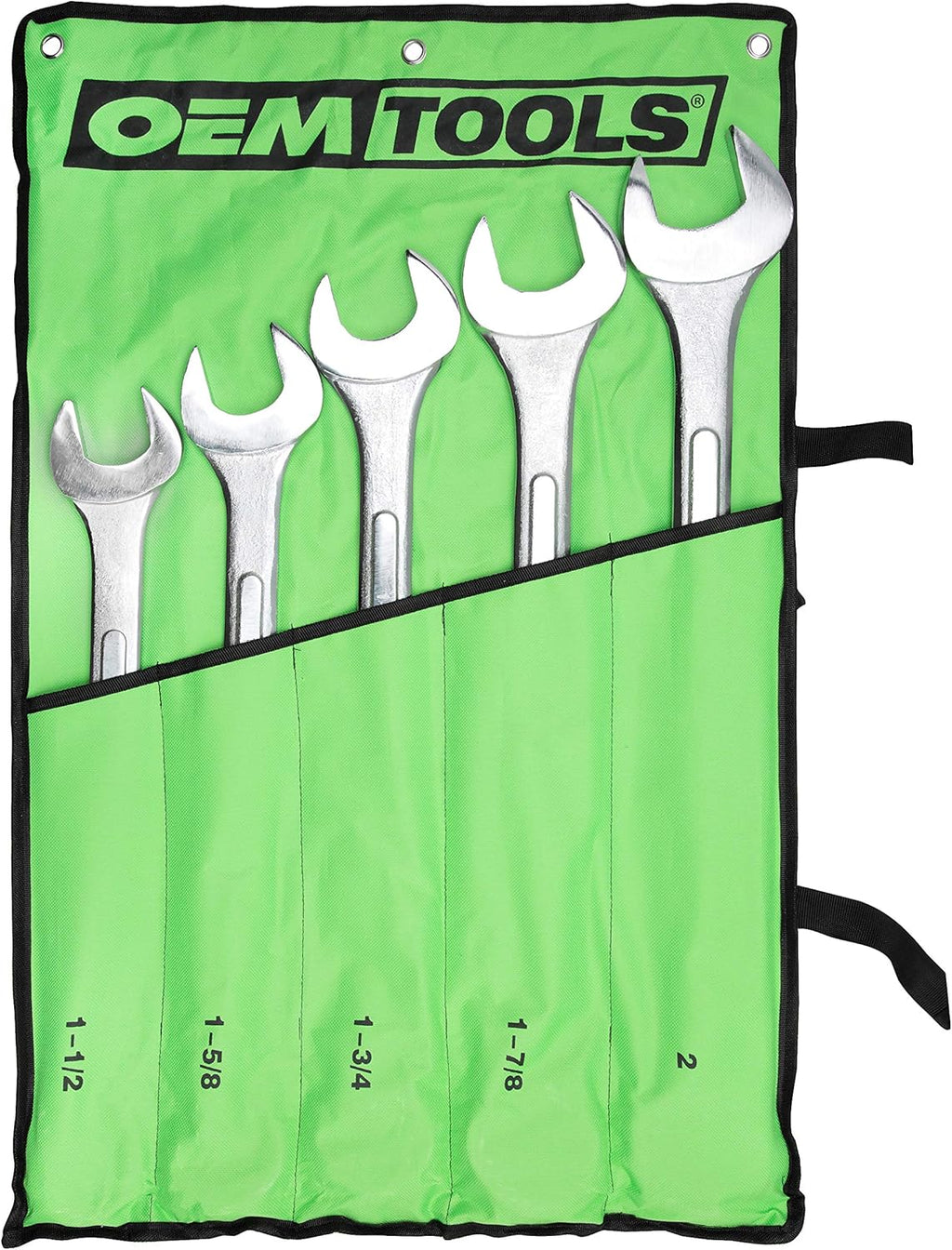 Jumbo Combination Wrench Set, SAE, 6 Piece, Green Canvas Tool Roll Included V539040