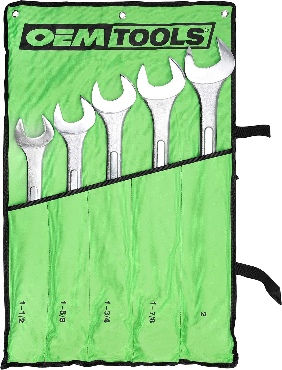Jumbo Combination Wrench Set, SAE, 6 Piece, Green Canvas Tool Roll Included V539040