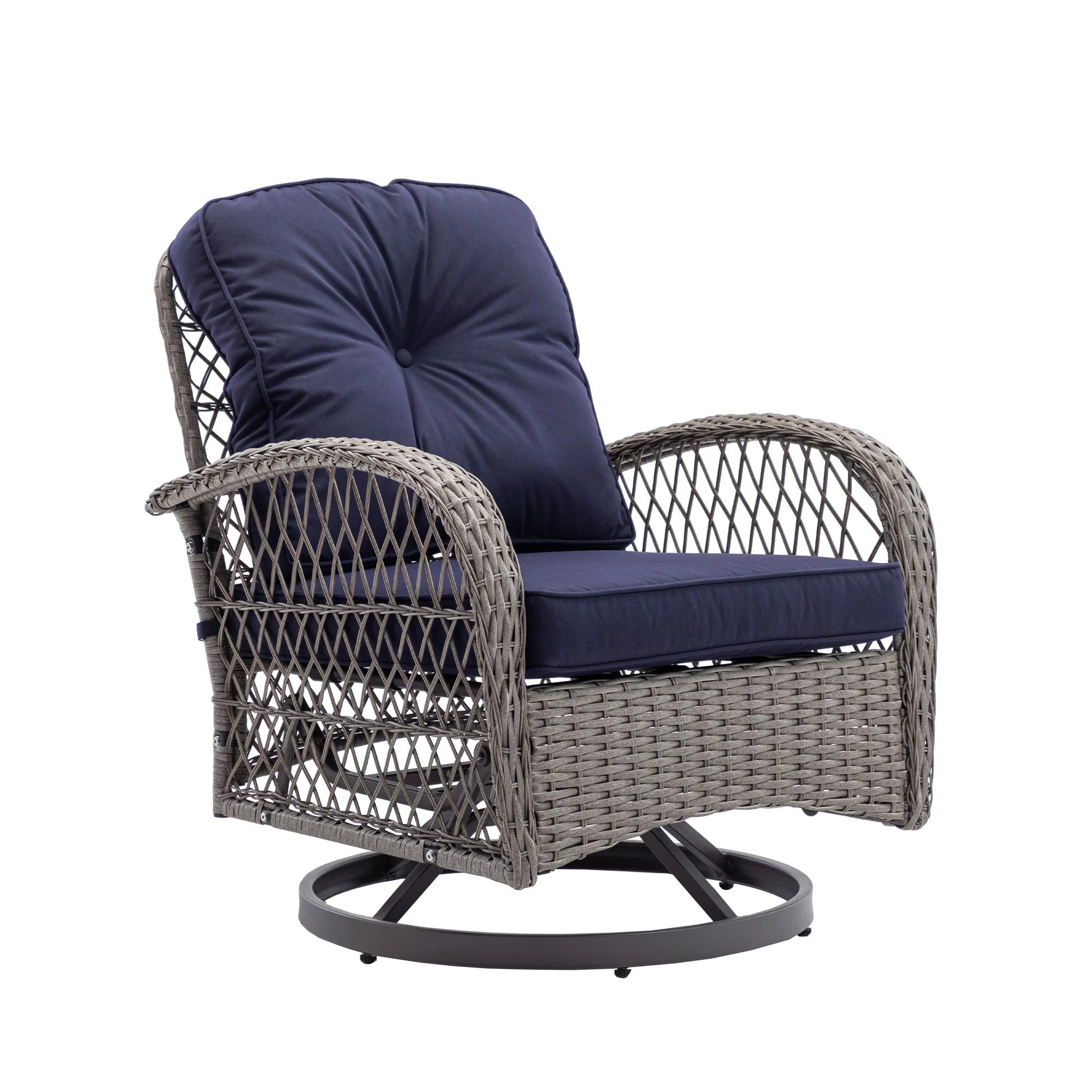 Navy Blue 3 Pc Outdoor Swivel Rocker Patio Chairs N40941