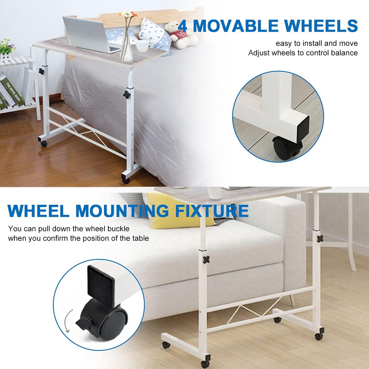 Adjustable Height Rolling Laptop Cart with Wheels B46257