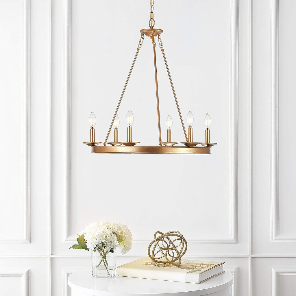 Gold 6-Light Candle Chandelier V81077