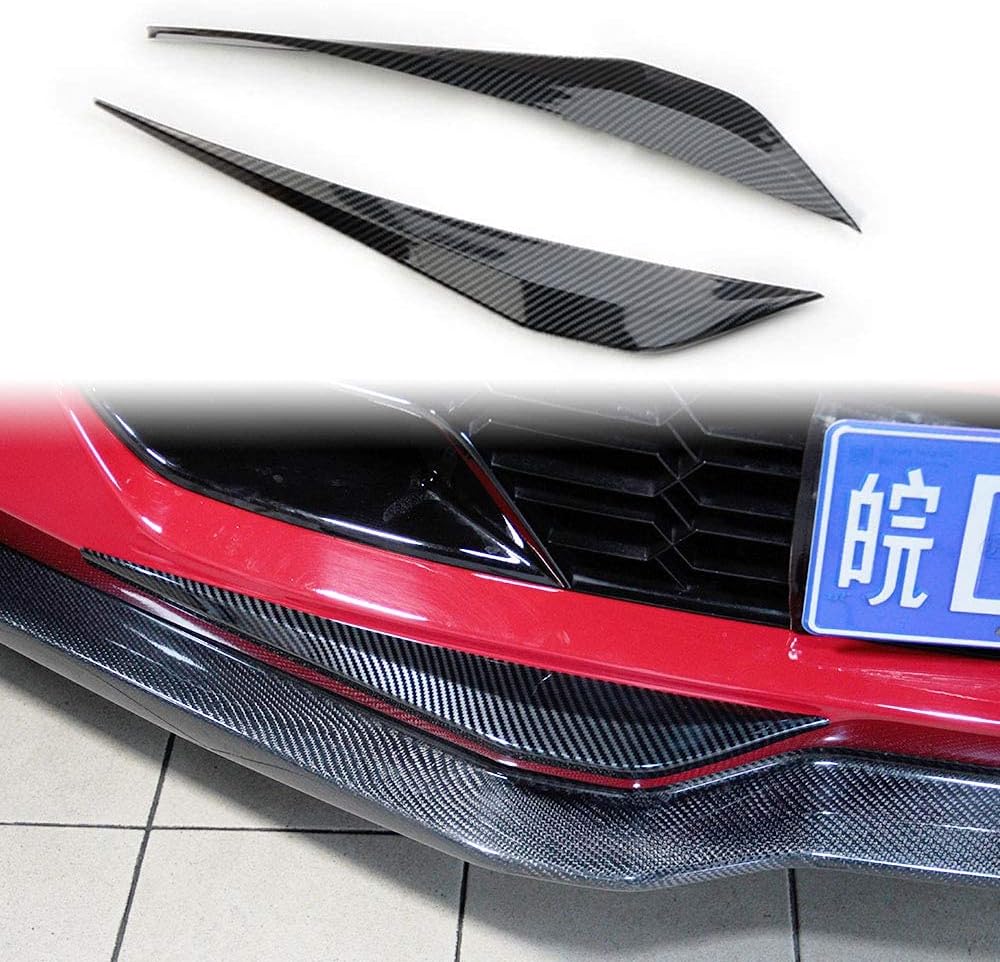 Carbon Fiber Look Cover Trims Front Bumper Bottom Corner for 2014 2015 2016 2017 2018 Chevrolet Corvette C7 P919