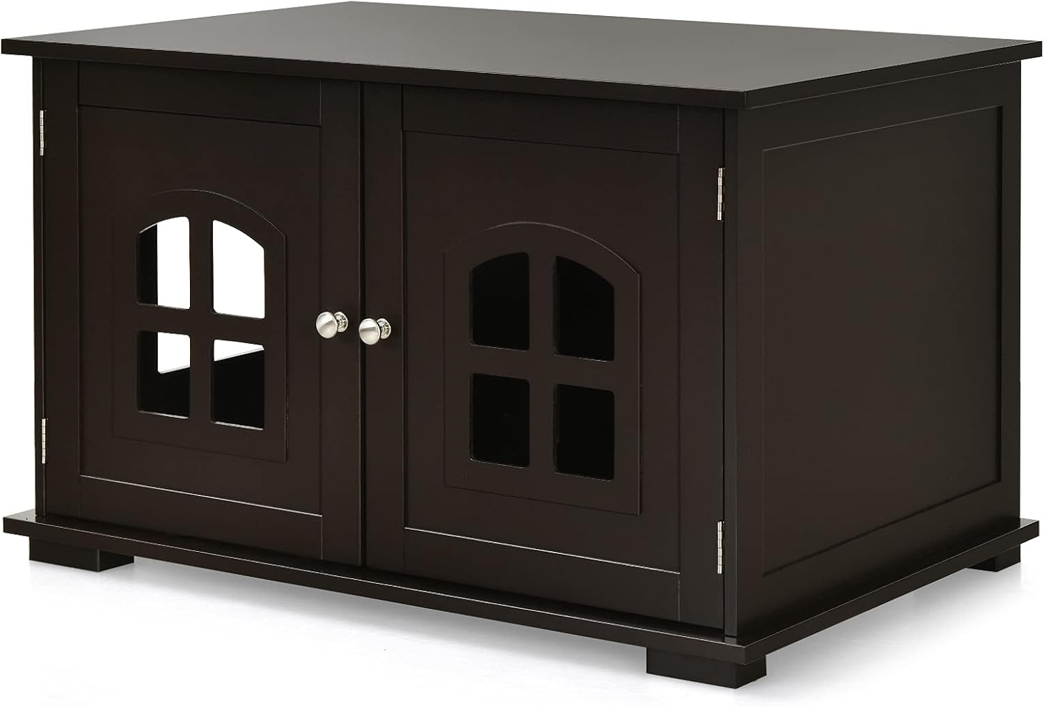 Wooden Cat Litter Box Enclosure Cabinet Bench with Double Door Z37883