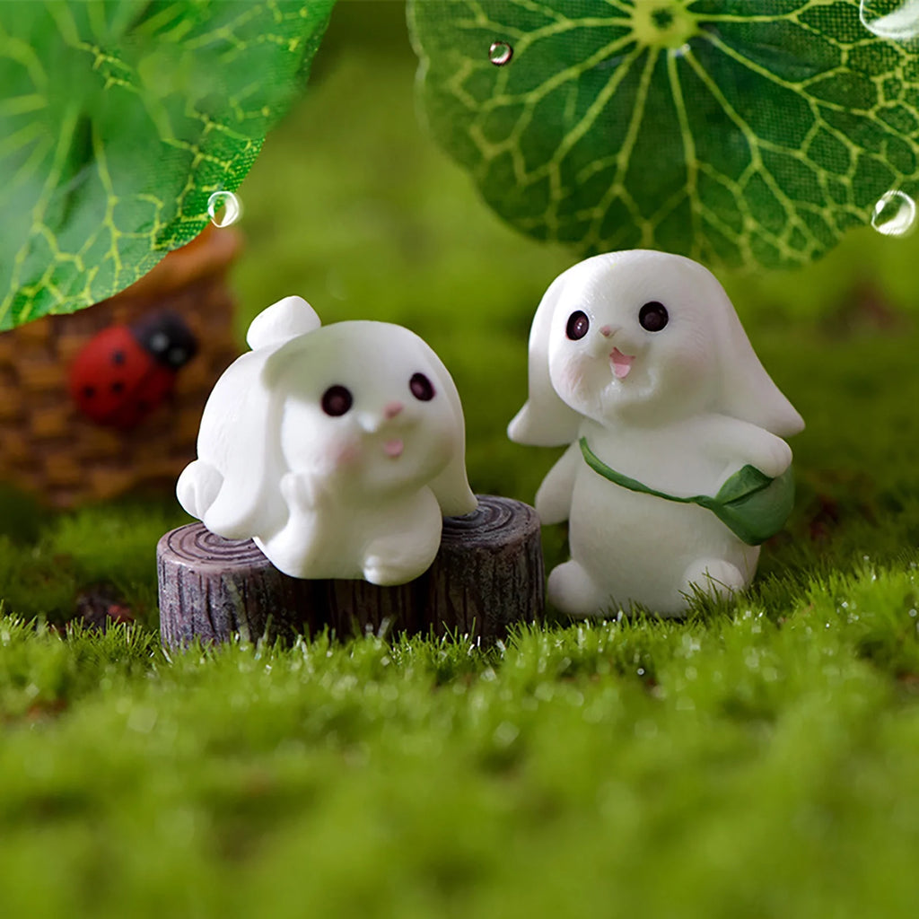 Bunny Figurine Resin Rabbit Miniature H2235