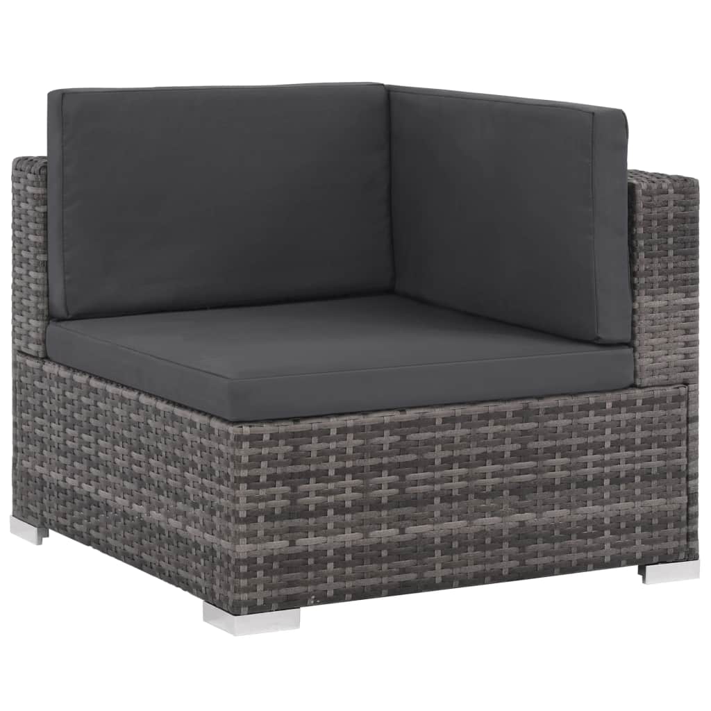 12 Piece Gray Poly Rattan Patio Sofa Conversation Set with Coffee Table and Ottoman D8042